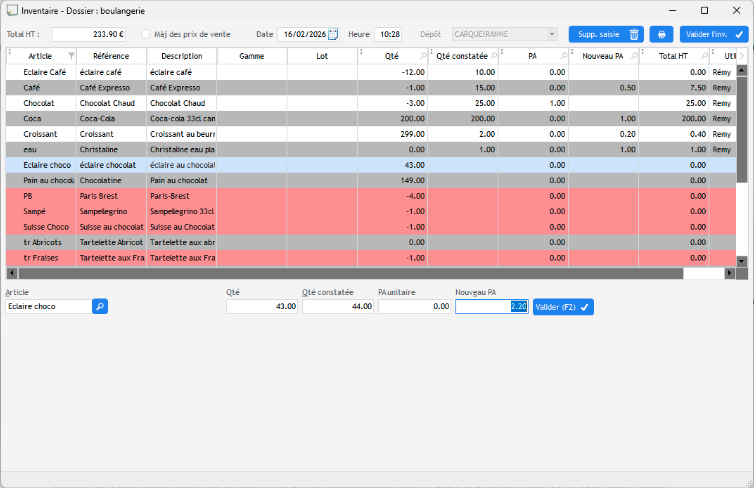 Inventaire stock NEWCAISSE