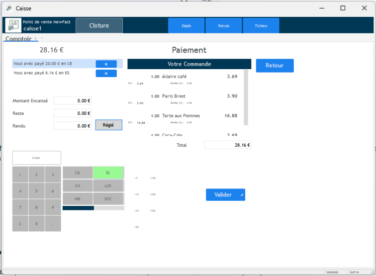Règlement client NEWCAISSE